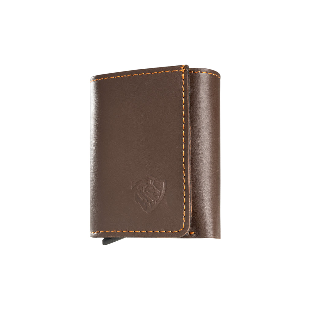 Trifold Brown Nappa Shield Wallet " QR + NFC + Rfid Blocking "
