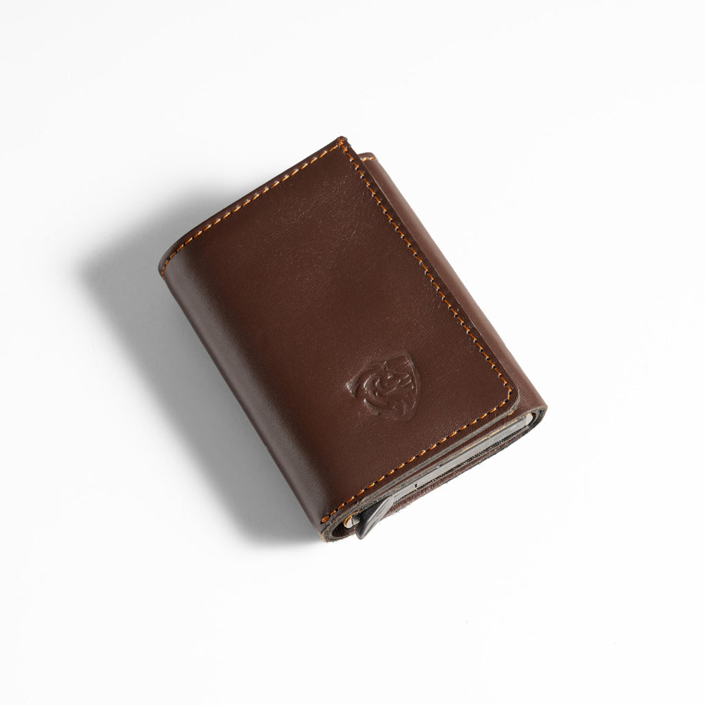 Trifold Brown Nappa Shield Wallet " QR + NFC + Rfid Blocking "