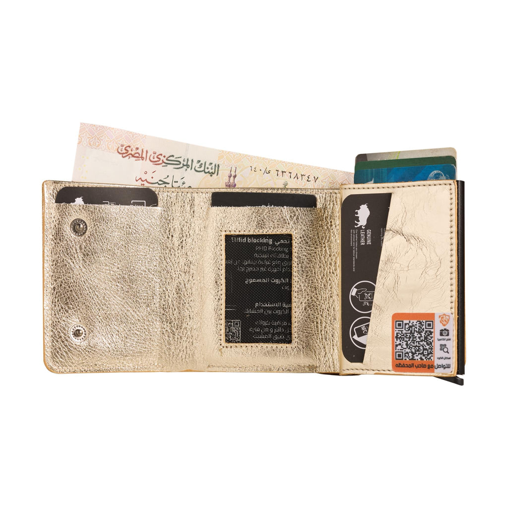 Trifold Metallic Gold” for her “