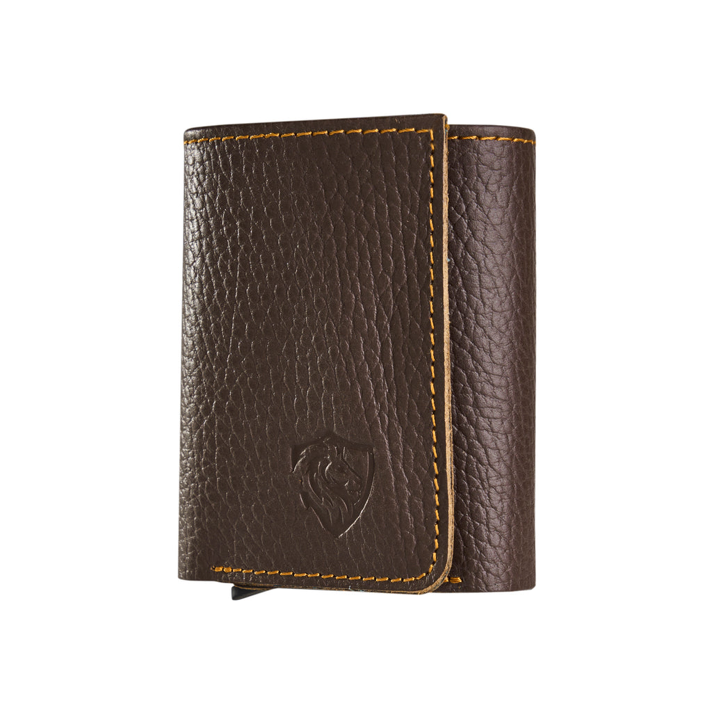 Trifold Brown Ca Shield wallet " QR + NFC + Rfid Blocking "