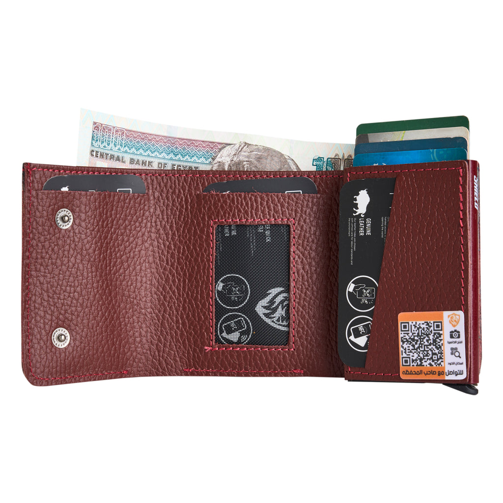 Trifold Garnet Ca Shield Wallet " NFC + Qr + Rfid Blocking "